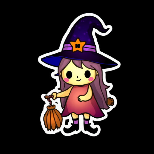 A Small Cute Halloween Witch Sticker