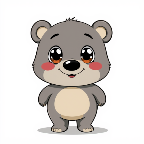 A Smiling Anime Bear with Big Eyes