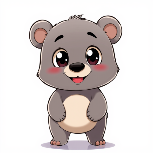 A Smiling Anime Style Bear with Big Eyes