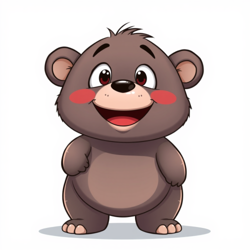 A Smiling Anime-Style Bear with Gray Fur