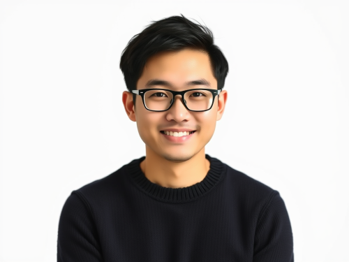 A Smiling East Asian Man in Stylish Sweater