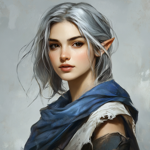 A Smiling Half-Elf with Silver Hair