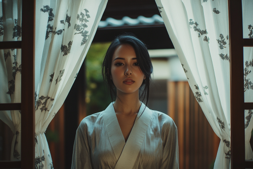 A Smiling Japanese Landlady in Front of Building