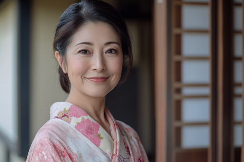 A Smiling Landlady in Kimono