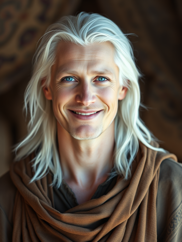 A Smiling Pleiadian Man with Bright Blue Eyes