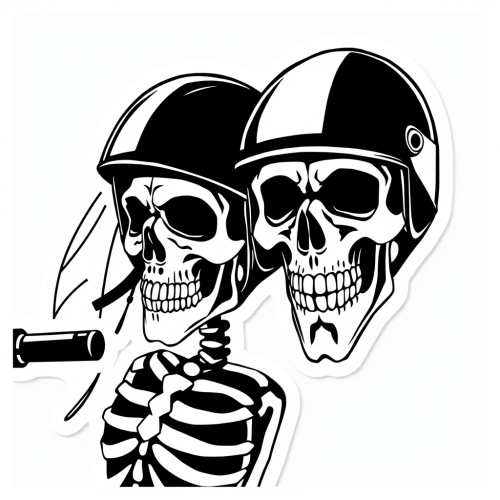 A Smiling Skeleton Biker Couple's Wedding Sticker A Smiling Skeleton Biker Couple's Wedding Sticker