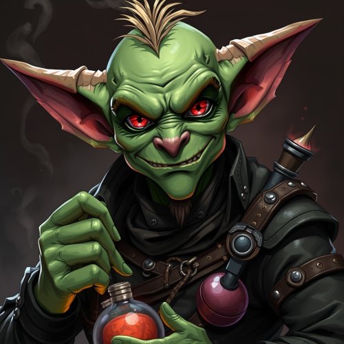 A Sneaky Goblin Alchemist in Leather Armor