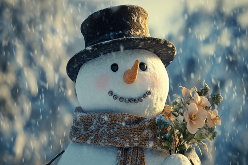 A Snowman wearing a Bowler Hat and Scarf