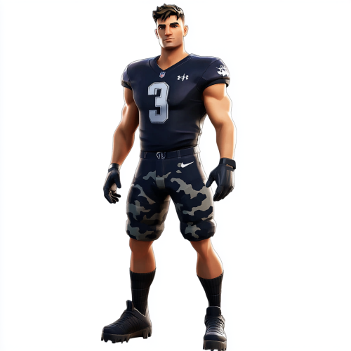 A Spanish male in navy football gear poses