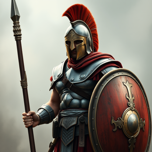 A Spartan Warrior Holding Spear and Shield