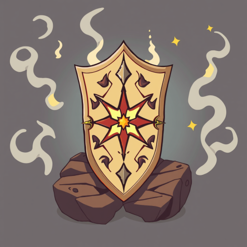 A Spell Guard Shield in Fast Papaya Paper Illustration.