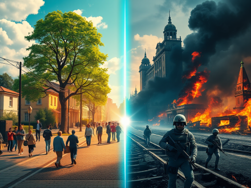 A Split-Screen Poster of Utopia and Dystopia