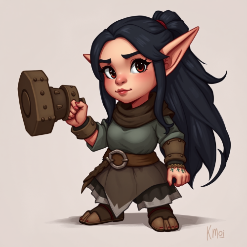 A Stocky Female Dwarf with Hammer in Dungeons