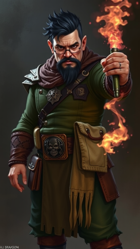 A Stocky Gnome Merchant Casting Magic, Dramatically Lit