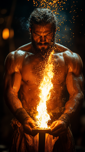 A Strong, Sweaty Greek God of Fire Smithing