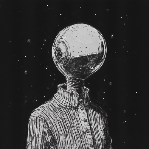 A Strong Droid in Retro Alien-Inspired Outfit A Strong Droid in Retro Alien-Inspired Outfit