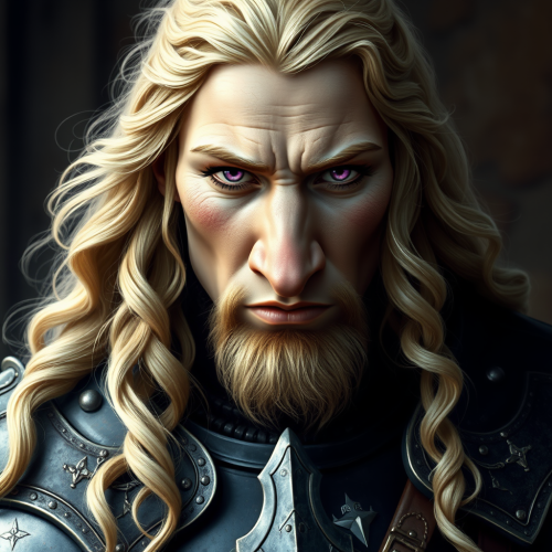 A Strong Medieval Warrior with Long Blonde Hair.