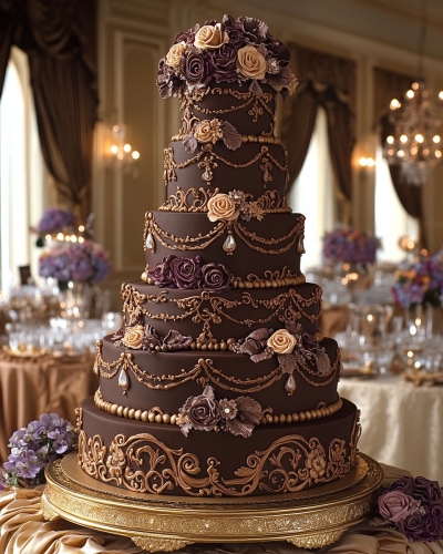 A Stunning Chocolate Victorian Wedding Cake Design