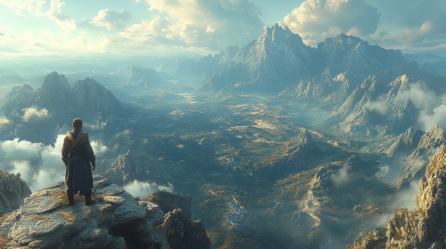 A Stunning Mountain Range in High Fantasy Art
