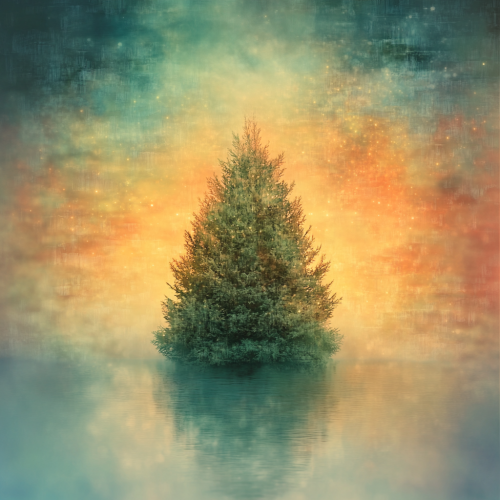 A Stylized Evergreen Tree Symbolizes Holiday Cheer
