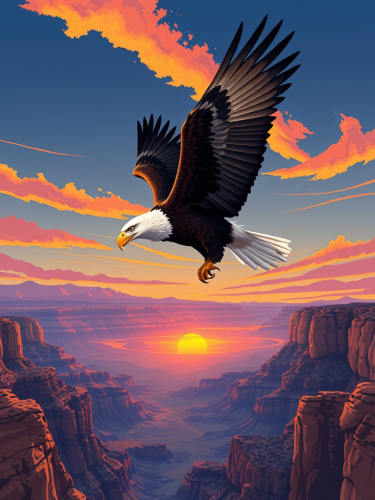 A Sunset Bald Eagle Poster in Grand Canyon