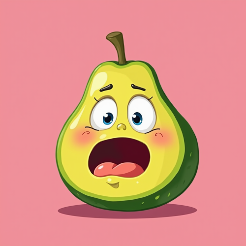 A Surprised Guava Cartoon on Pink Background