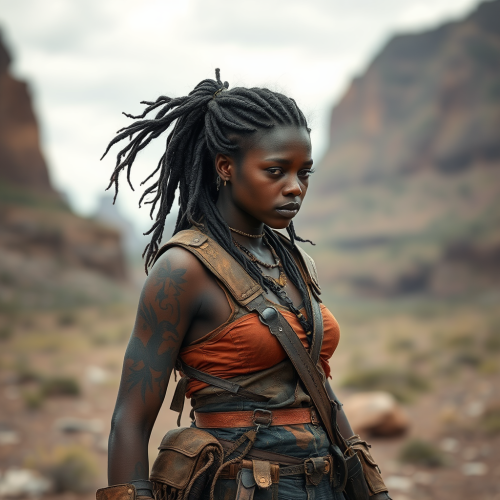 A Surviving Warrior in a Post-Apocalyptic Landscape