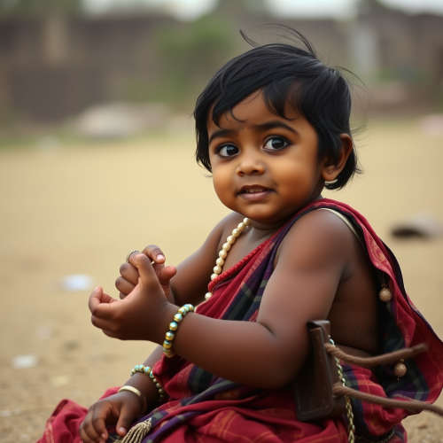 A Sweet Indian Baby Playing Alone