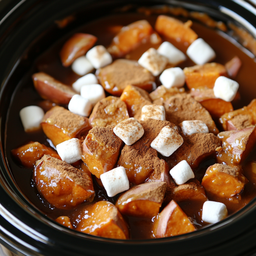 A Sweet Potato Crockpot Delight with Marshmallows