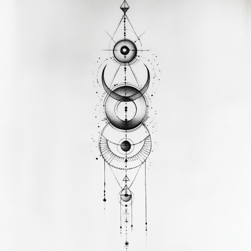 A Symmetrical Geometric Line Tattoo Design