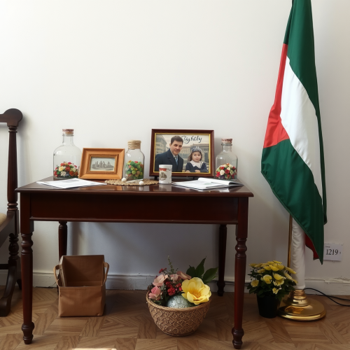 A Table, Picture, Palestinian Flag, Age, Childhood, Martyrdom A Table, Picture, Palestinian Flag, Age, Childhood, Martyrdom