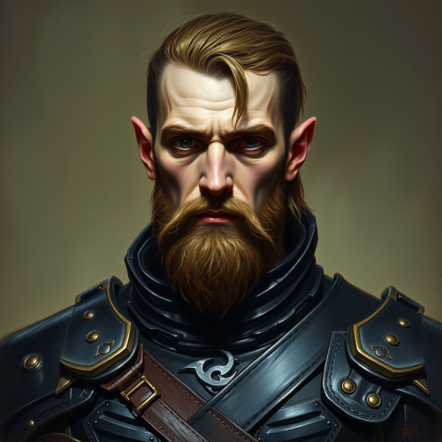 A Tall, Slim Drow Man in Black Armor