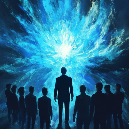 A Team Admires Empathetic Leader in Blue Light