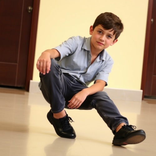 A Teen Boy with Crossed Feet