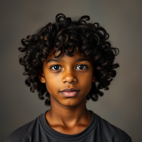 A Teenage Boy with Dark Curly Hair