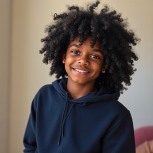 A Teenager with Brown Skin and Dark Afro