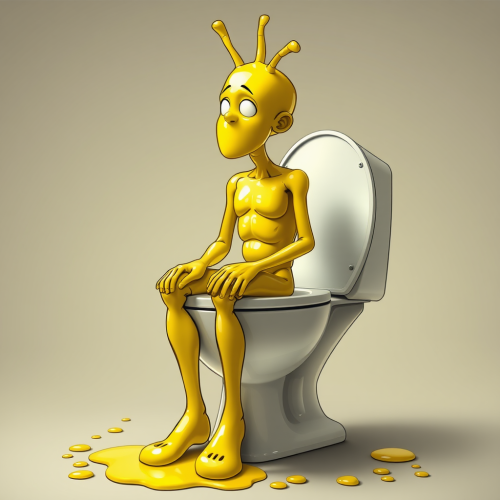 A Tiny Man on Toilet, Created from Pee