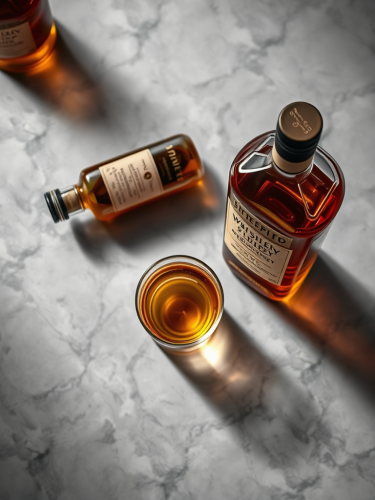 A Top View of Whiskey on Grey Marble Table