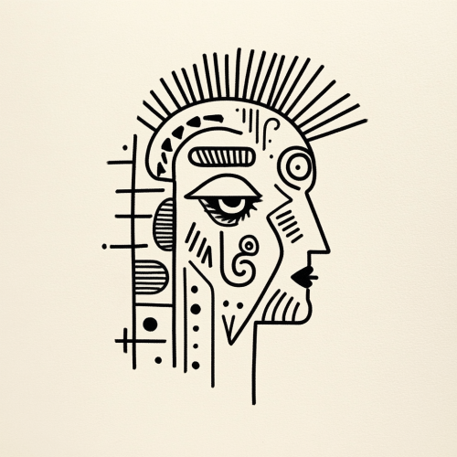 A Traditional Tattoo Illustration with Symbolic Line Drawing