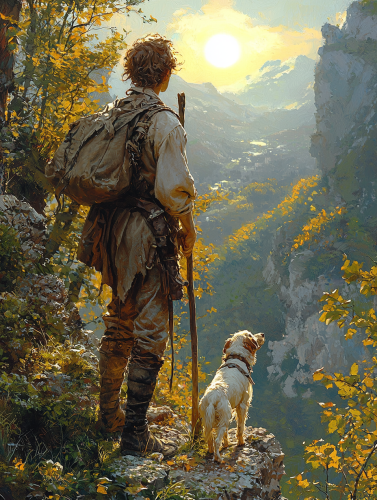 A Traveler's Adventure: 'The Fool' Tarot Card Illustration