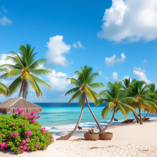 A Tropical Beach in Pink and Blue HD