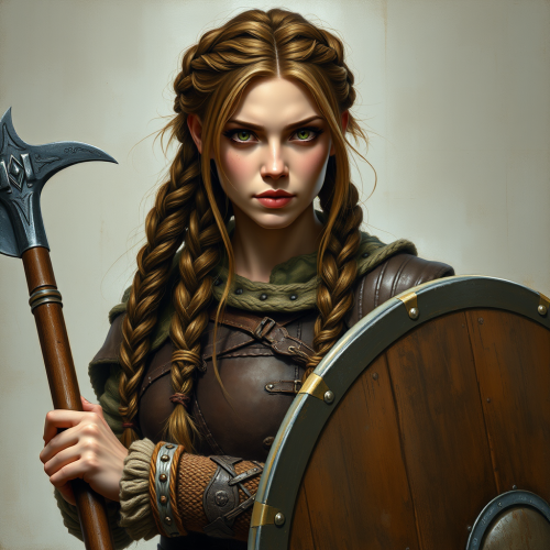 A Valkyrie Viking Warrior in Oil Painting Style