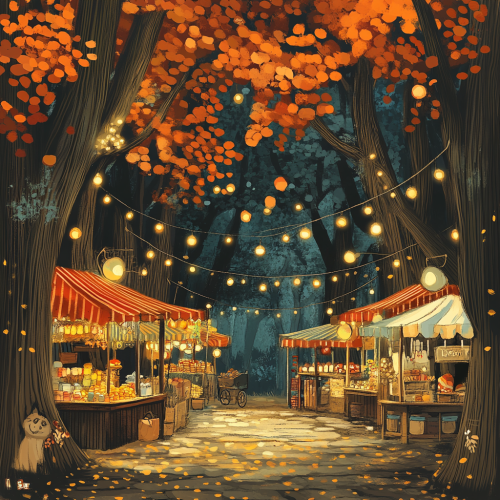 A Vibrant Cozy Japanese Market in the Trees