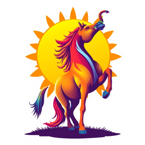 A Vibrant Horse Logo Under Golden Sun