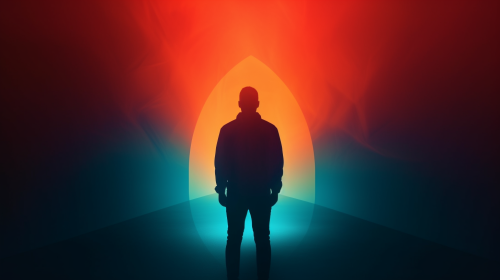 A Vibrant Man with Power in Abstract Background