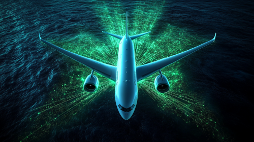 A View of A350 Flying Over Ocean