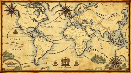 A Vintage Map of Explored and Unexplored Continents