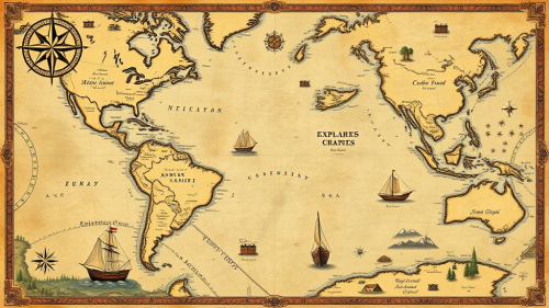 A Vintage Map with Ancient Nautical Routes