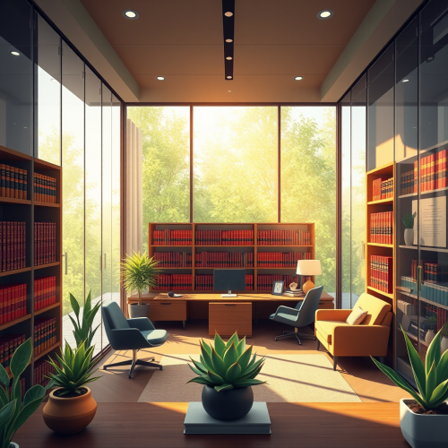 A Warm, Minimalist Lawyer's Office Video Call Background