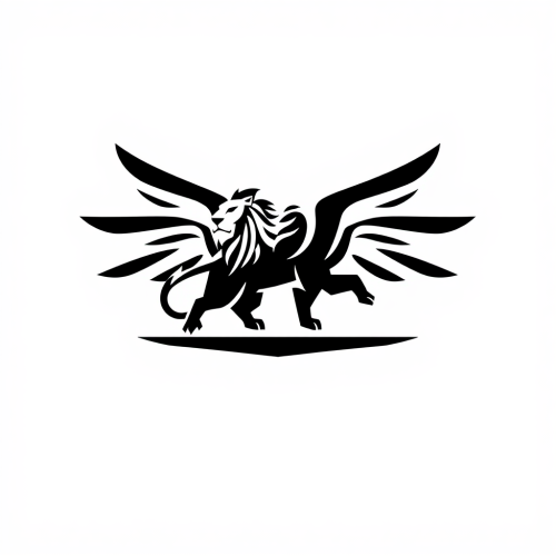 A Winged Lion Logo on White Background
